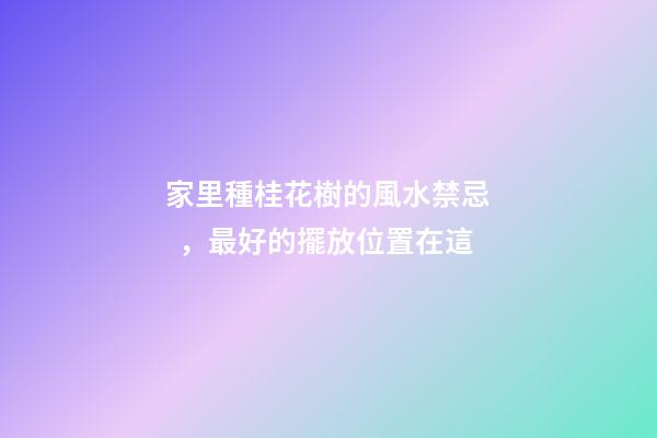 家里種桂花樹的風水禁忌，最好的擺放位置在這